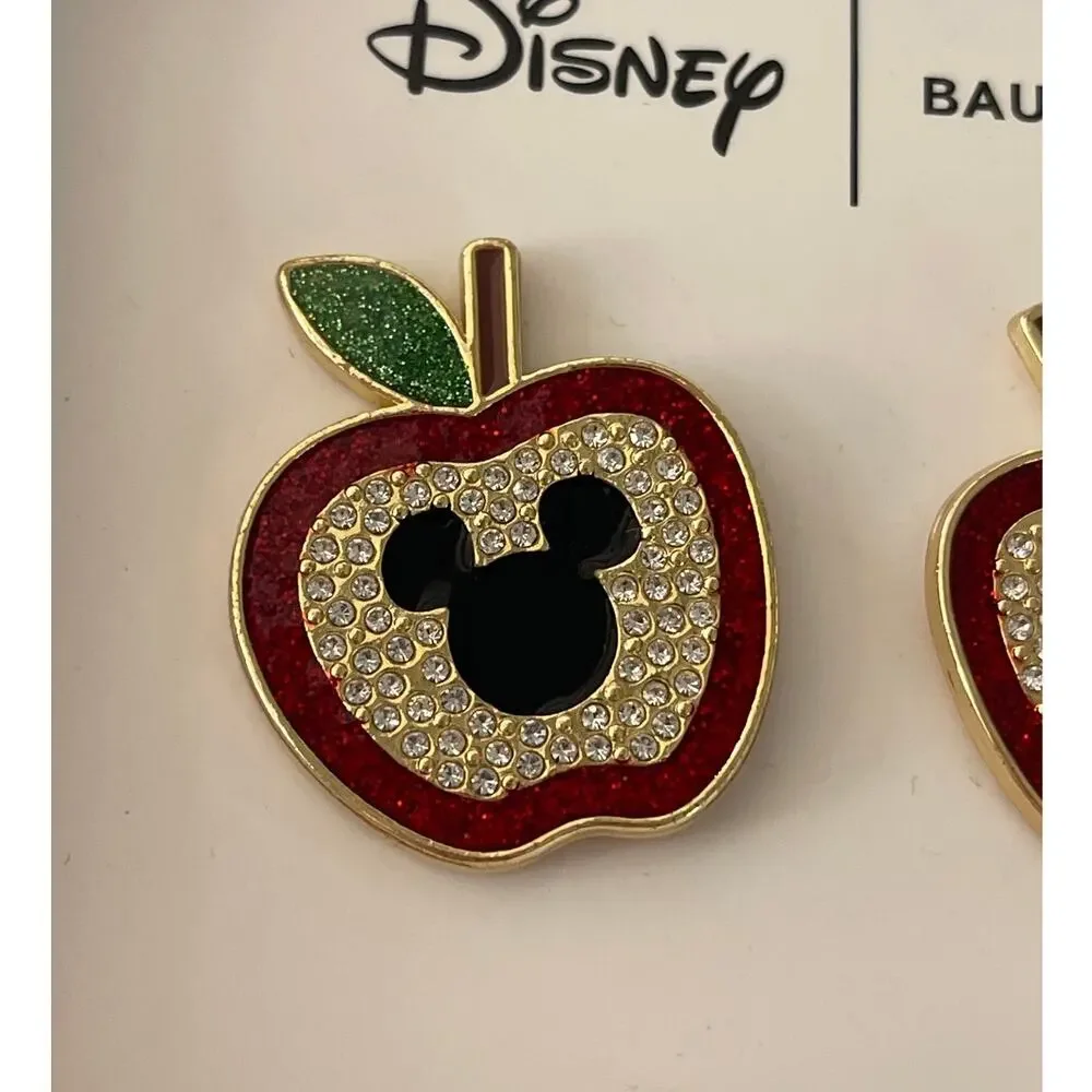 Disney Baublebar Mickey Mouse Apple Stud Rhinestone Sparkling Earrings NEW